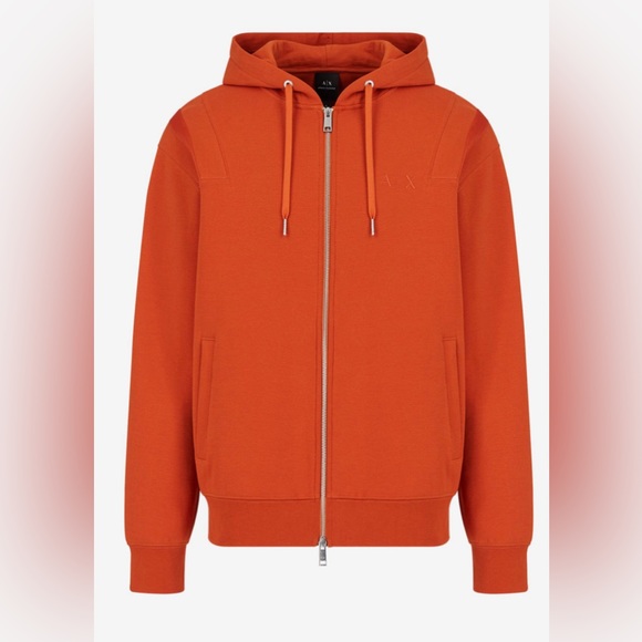 ARMANI EXCHANGE HOODED ZIP UP JERSEY SWEATSHIRT (ORANGE) - Picture 3 of 5